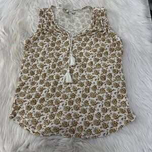 Lucky Brand womens Small v neck boho tank top tassel timeless
